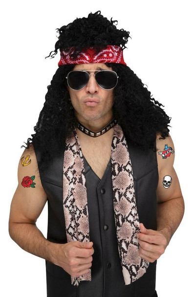 80's Rocker Bandana Glasses Choker Scarf Tattoo Unisex Instant Era Costume Kit