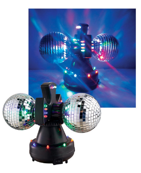 Mirror Ball Duo-Twin Rotating Mirror Balls W/30 Multi-Colored LEDs Party Lights