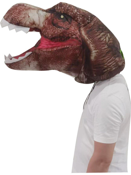 Inflatable Photo Real Jurassic T-Rex Dinosaur Head Adult Costume Accessory
