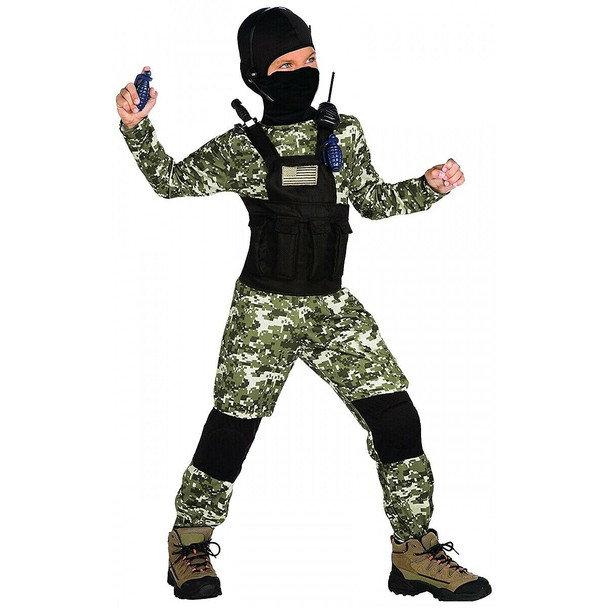 Navy Seal Forces Special Ops Camo Military Hero Halloween Costume LARGE 12-14