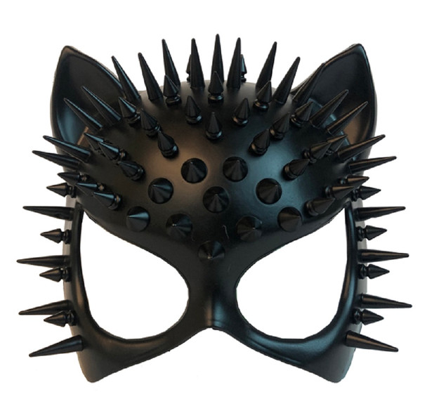 Black Cat Mask Spikes Fetish Sexy Masquerade Adult Costume Accessory