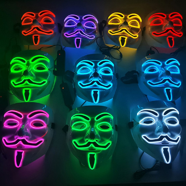 Neon Light-Up Vendetta Anonymous Hacker Halloween Mask Costume Accessory 1/PC