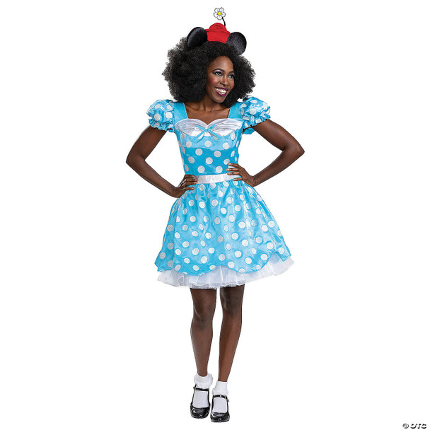 Disney Deluxe Vintage Minnie Mouse Blue Dress Adult Women's Costume SMALL 4-6
