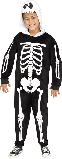 Skeleton Squad Kids Unisex Family Halloween Costume Hooded Jumpsuit MEDIUM 8-10