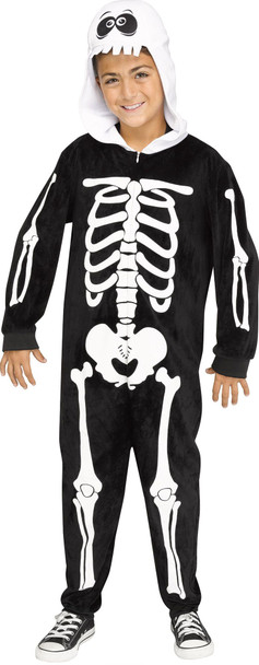 Skeleton Squad Kids Unisex Family Halloween Costume Hooded Jumpsuit SMALL 4-6