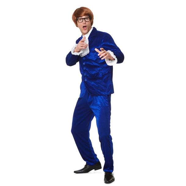60's Mr. Mojo Spy Swinger Shagadelic Velvety Blue Suit Men's Costume SM 34-36