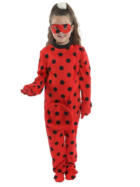 Ladybug Jumpsuit Lady Bug Hero Girls Kids Child Halloween Costume LARGE 7-8
