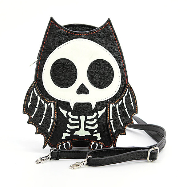 Glow In The Dark Skeleton Bat Vinyl Crossbody Shoulder Bag