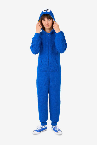 Opposuits Kids Character Jumpsuit Cookie Monster One Piece Pajamas XL 14-16Y