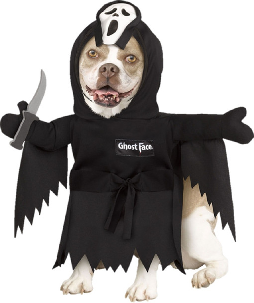 Scream! Ghost Face Lives Ghost Face Dog Costume Walking Pet Costume MD 18-28lbs