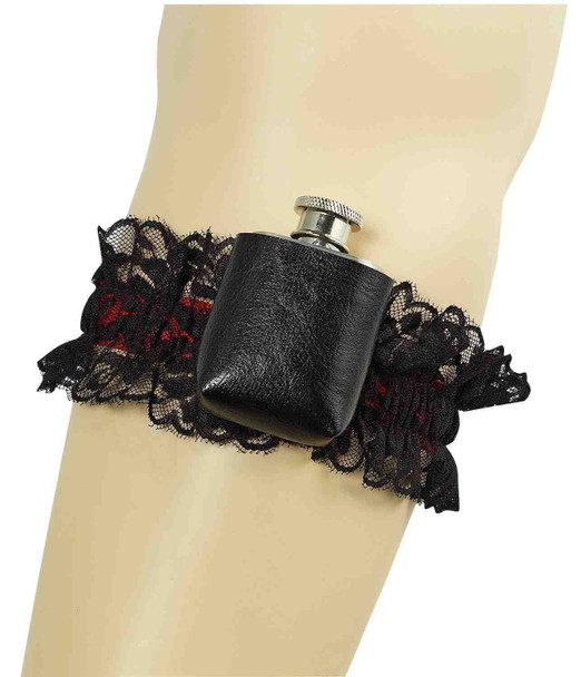 Women Sexy Leg Flask Western Garter Flapper Black Lace Ladies Costume Accessory