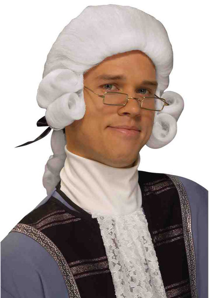 White Colonial Adult Wig Judge George Washington Historical Costume Accessory