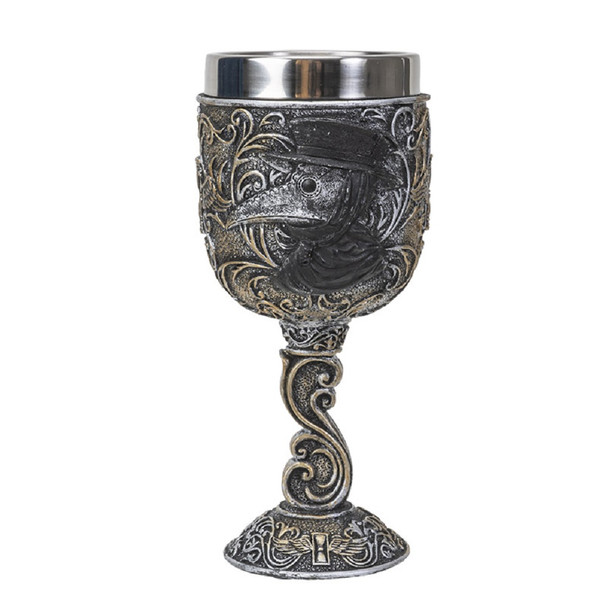 Plague Doctor Goblet Chalice Hand Painted Resin Steel Insert