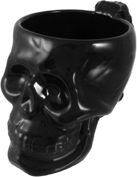 Cool Black Ceramic Skull Coffee Mug Cup Goth Evil