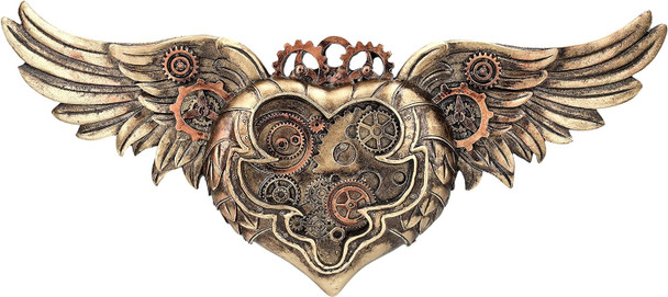 Pacific Giftware Steampunk Winged Heart Bronzed Home Wall Decor