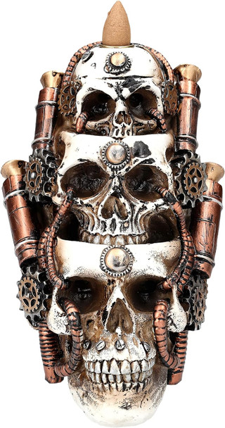 Pacific Trading Steampunk Skulls Backflow Incense Burner Resin Figurine