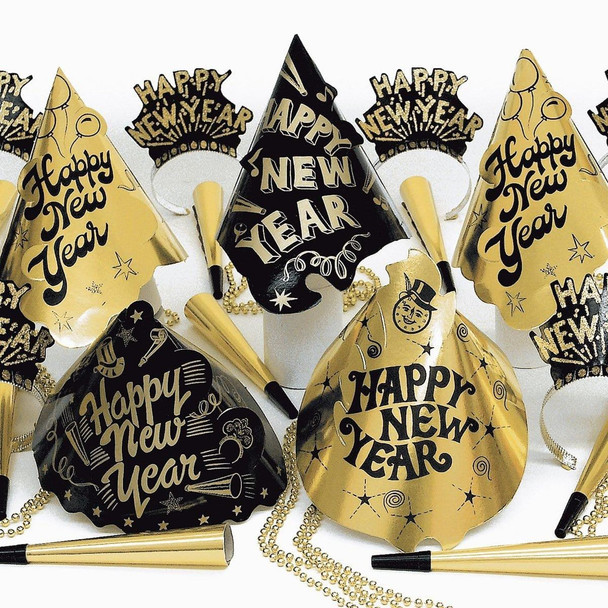 Twilight Happy New Year Party Supply Kit Top Hats Tiaras Horns Beads For 10 PPL