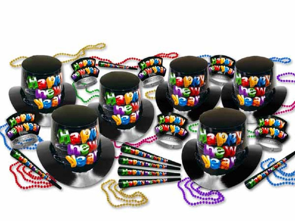 The Galaxy Colorful Happy New Year Party Supply Kit Top Hats Tiaras Horns For 50