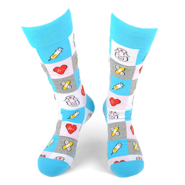 Men's Health Care Pig Health Worker Fun Nurse Doctor Socks 10-13