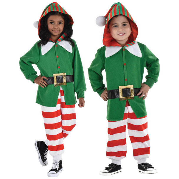Elf Zipster One Piece Christmas Kids Costume Hooded Jumpsuit TODDLER 3-4