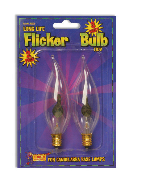 Flickering Light Bulb For Candelabra Base Lamps 3 Watt 110V Long Life 2 Pack