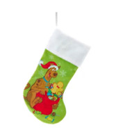 Scooby Doo Green Satin Holiday Christmas Stocking with Plush Trim