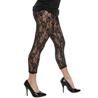 Black Lace Leggings Retro 80's Stretch Adult Women's Costume Accessory X-LARGE