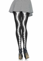 Leg Avenue Spinal Column Bones Printed Black Pantyhose Tights Womens Gothic O/S