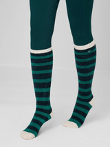 LeMieux Sophie Stripe Fuzzy Socks, Spruce.