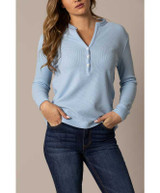 Kimes Ranch Ladies Wilma Long Sleeve, Sky Blue, front.