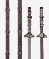 LeMieux Soft Rubber Reins with Stoppers, Havana/Brass.