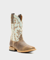 Hyer 11" Topeka Ladies Western Boot, Tan/Blue.