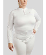 Montar Briella Curve Ladies Long Sleeve Polo, White.