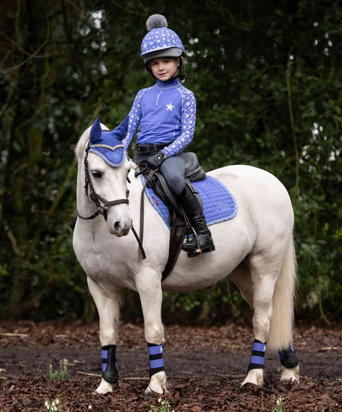 LeMieux Mini Suede jump saddle pad in Bluebell.