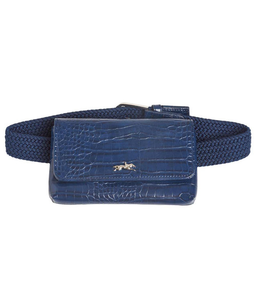 Front view of pocket belt in Navy.