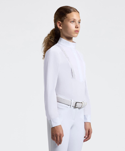 Cavalier Toscana Kids Jersey Competition Shirt with Bib, White.