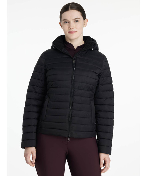 LeMieux Rose Hooded Puffer Ladies Jacket, FW25, Black.