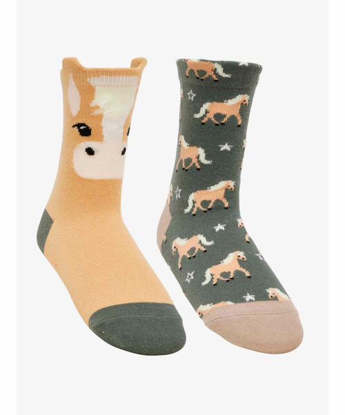 LeMieux Mini Character Socks (Twin Pack) FW25, Haflinger.