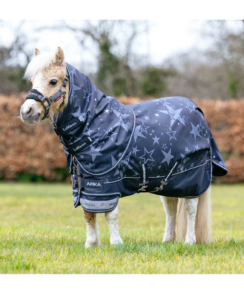 LeMieux Arika Star 200g Turnout Pony Blanket, Navy.