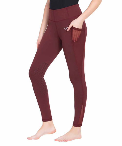 Tuff Rider Minerva Ladies Knee Patch Riding Tight, Wine.