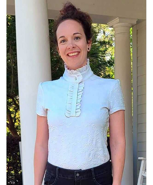 FITS Ruffles Short Sleeve Show Shirt, White.
