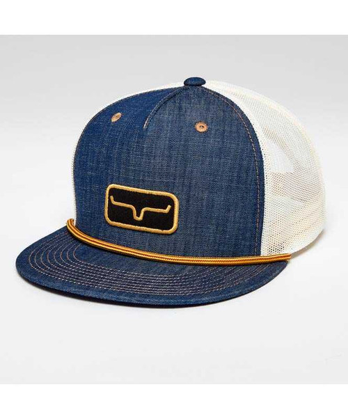 Kimes Ranch Workhard Trucker Hat, Denim.