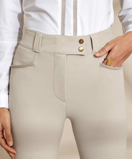 Dada Sport Kit New Ladies Sculpting Knee Patch Breech, Beige, front.