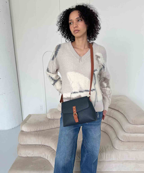 Espe Vegan Goodall Messenger Bag, Blue, lifestyle.