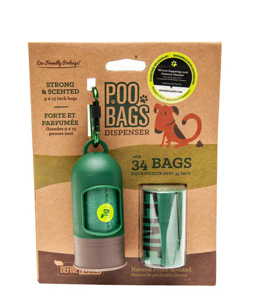 Define Planet Poop Bag Dispenser with 2 Rolls, 34 Poop Bags.