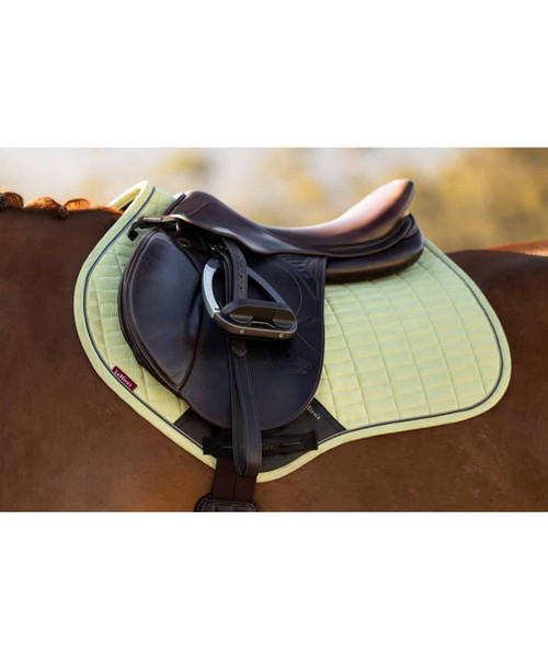 LeMieux Close Contact Luxury Suede Feel Square Saddle Pad SS26, Macaron, lifestyle.