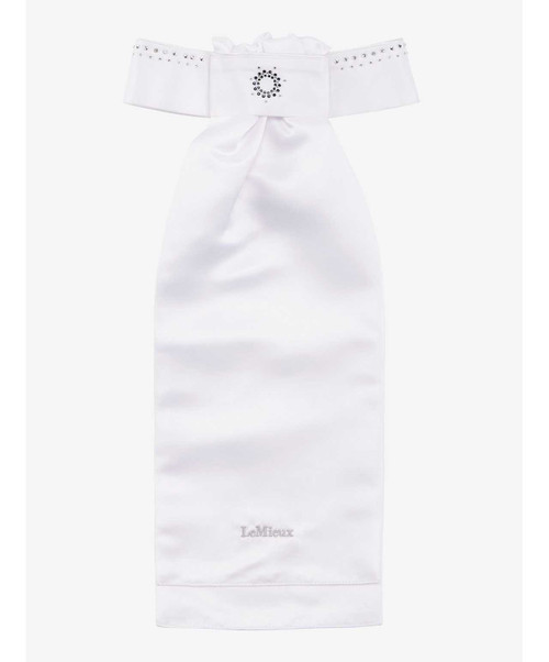 LeMieux Brilliance Stock Tie, White/Navy, front.