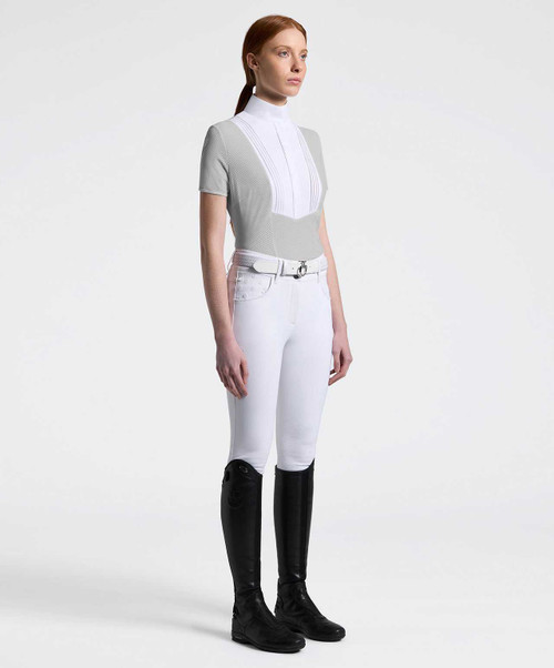 CT Ladies Perforated Short Sleeve American Show Shirt, Belgian Block, front.