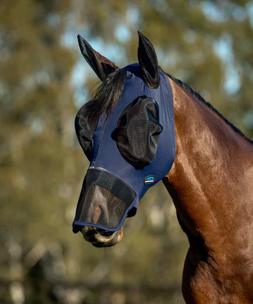 Weatherbeeta Comfitec Luxe Stretch Fly Mask with Ears and Nose.