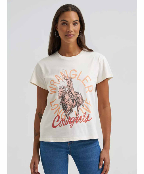 Wrangler Women's Retro Tee Regular Fit, Egret.
